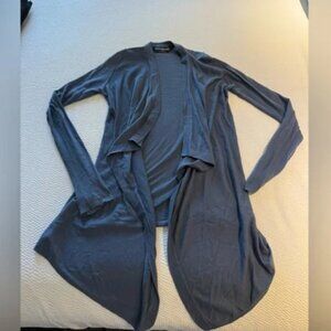 Norma Kamali Blue Drape Open Front Cardigan, Size XS